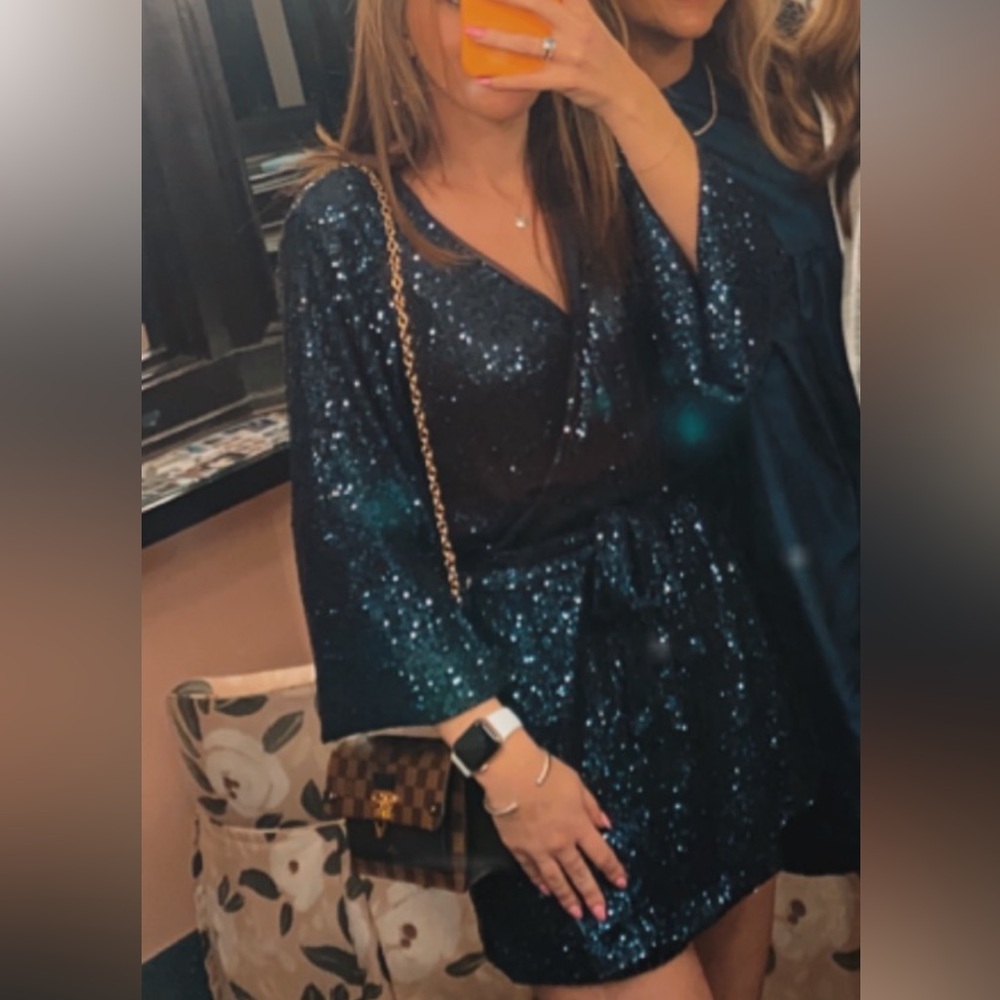Free People Navy Sequin Romper